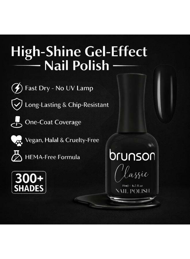Brunson Classic Nail Polish 18ml Fast Dry Nail Lacquer Nail Harderner Normal Polish Glossy Gel Effect Quick Air Dry Long-Lasting Natural Nail Enamel Salon Quality Manicure Pedicure Regular Polish - Image 3